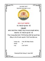 Bồi thường thiệt hại ngoài hợp Đồng trong tư pháp quốc tế thực trạng pháp luật về bồi thường thiệt hại ngoài hợp Đồng có yếu tố nước ngoài Ở việt nam hiện nay