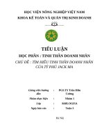 Tiểu luận học phần  tinh thần doanh nhân chủ Đề  tìm hiểu tinh thần doanh nhân của tỷ phú jack ma