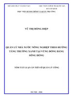 Tóm tắt quản lý nhà nước về nông nghiệp theo hướng tăng trưởng xanh tại vùng Đồng bằng sông hồng