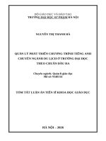 Tóm Tắt Luận Án Quản Lý Phát Triển Chương Trình Tiếng Anh Chuyên Ngành Du Lịch Ở Trường Đại Học Theo Chuẩn Đầu Ra