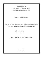 Tóm tắt khía cạnh giới trong di cư lao Động dưới tác Động của biến Đổi môi trường Ở tỉnh quảng trị