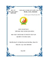 Báo cáo kết quả môn học thực hành cộng Đồng học viện y dược học cổ truyền việt nam bộ môn y tế công cộng Địa Điểm thực tế xã nghĩa dân, huyện kim Động , hưng yên